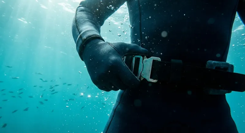 Ceinture en caoutchouc avec boucle de sécurité à largage rapide : combien poids lestage chasse sous marine porter ?