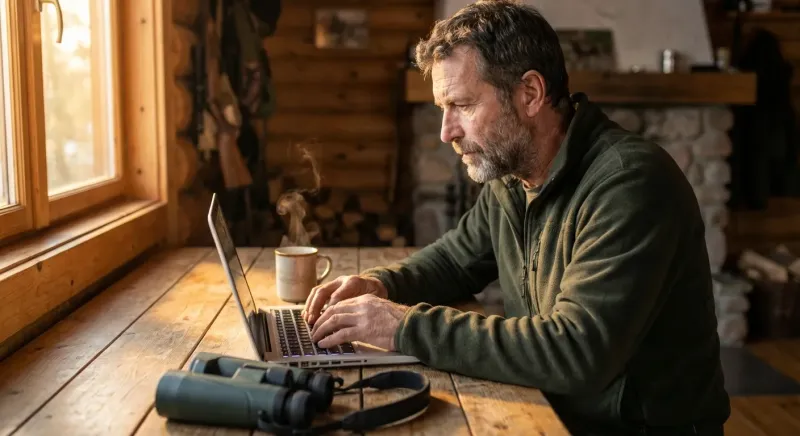 Écran d'ordinateur affichant le portail adhérent utilisé pour la télédéclaration d'un plan de chasse.