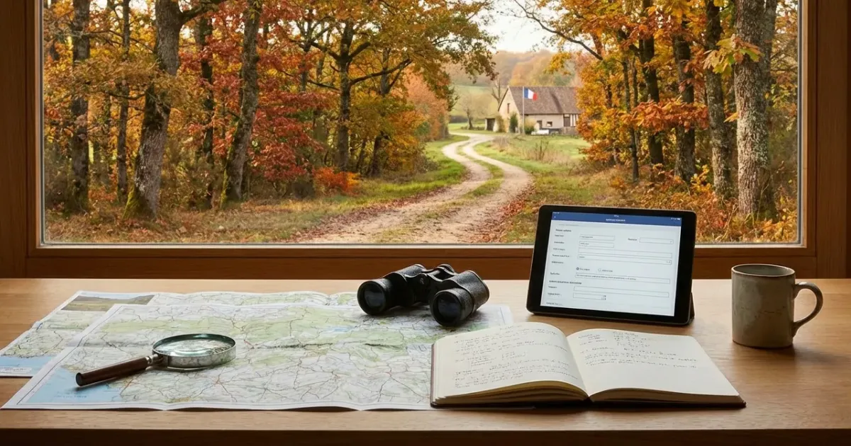 Personne remplissant le formulaire en ligne de déclaration de plan de chasse de la Nièvre sur un ordinateur portable.