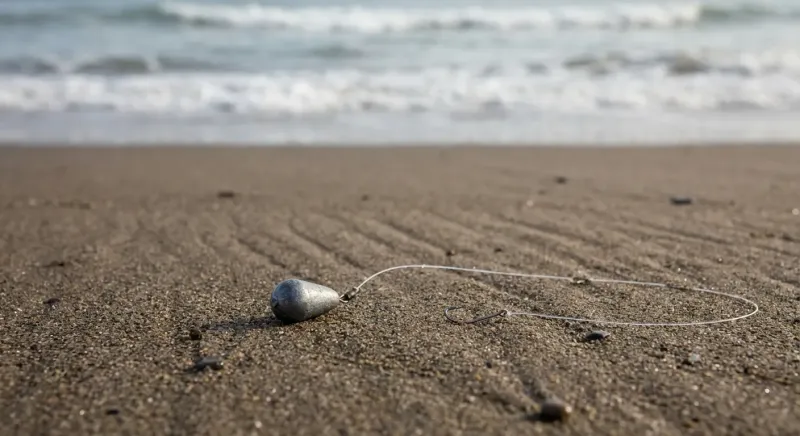 Montage à empiles basses plaqué sur fond sablonneux avec esche, montrant comment peche la sol è au ras du substrat.