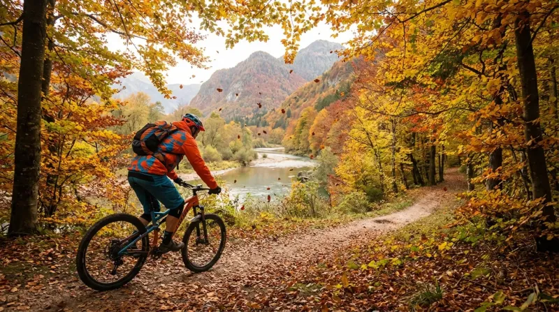 Chasseur et promeneur en gilet fluo en forêt lisant un panneau indiquant quels sont les jours de chasse dans l'yonne.